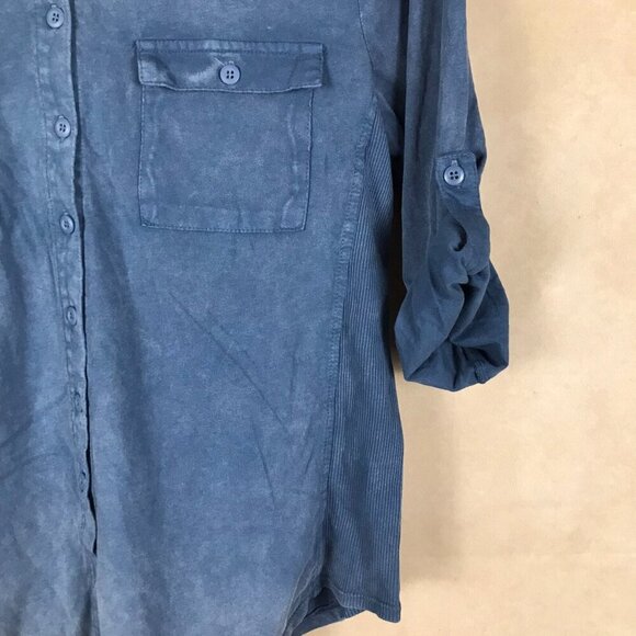 CABLE & GAUGE Blue Wash 100% Cotton Soft Button-Down Shirt NWT LARGE - Picture 3 of 7